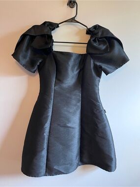 Little Black Dress with Statement Puff Bow Sleeves